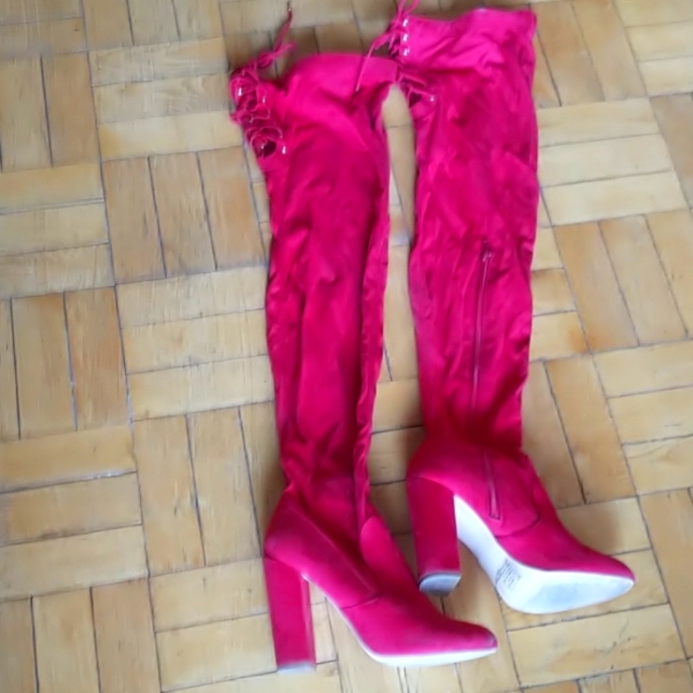 Hot red over the knee boots